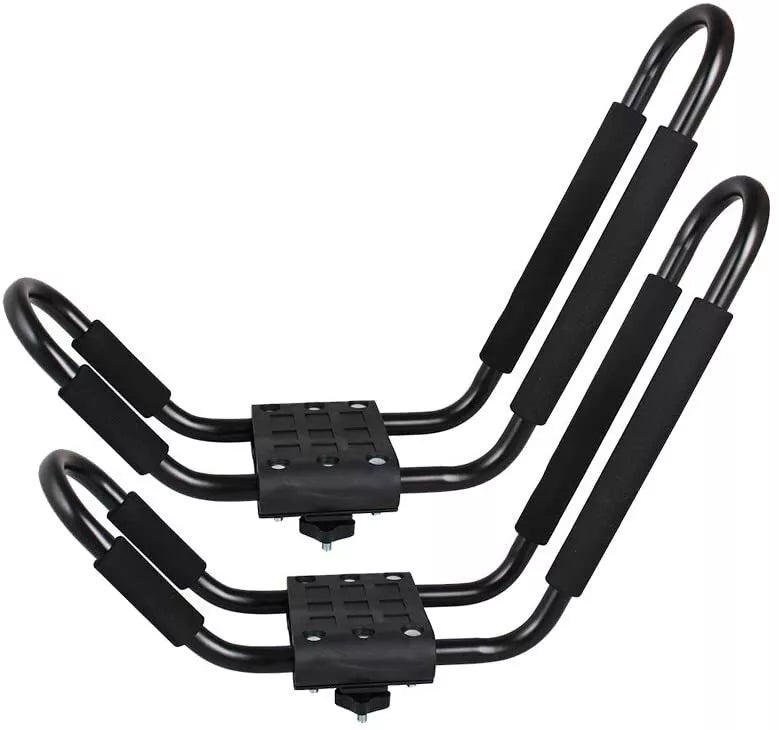 2X UNIVERSAL CAR TOP ROOF RACK J-BAR CARRIER W/ STRAP FOR KAYAK CANOE HEAVY DUTY
